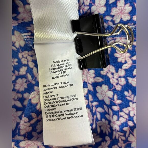 J Crew Cobalt Blue Pink Ditzy Cottagecore Romantic Sweet Long Sleeve Blouse XS - Picture 11 of 13